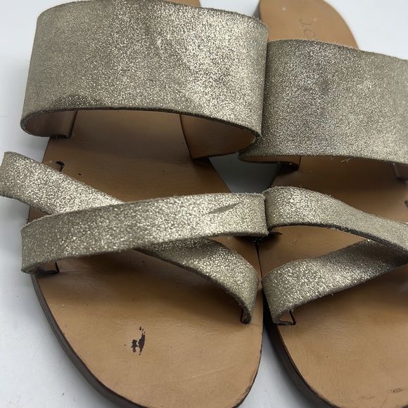 J Crew Bali Gold Leather Slip on Sandals - Picture 3 of 5